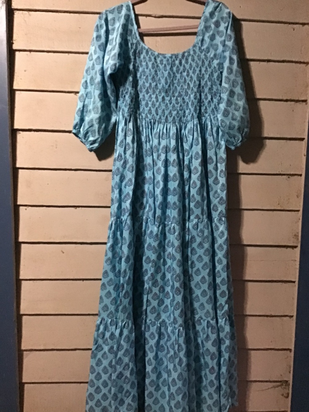 Stellaray SILK Thistle dress, xs/s gorgeous turquoise block print!